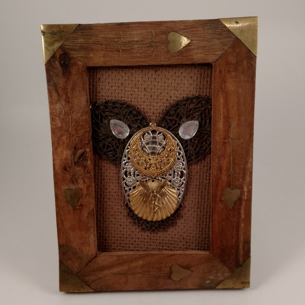 Wood Brass Inlayed Angel Mixed Media Frame